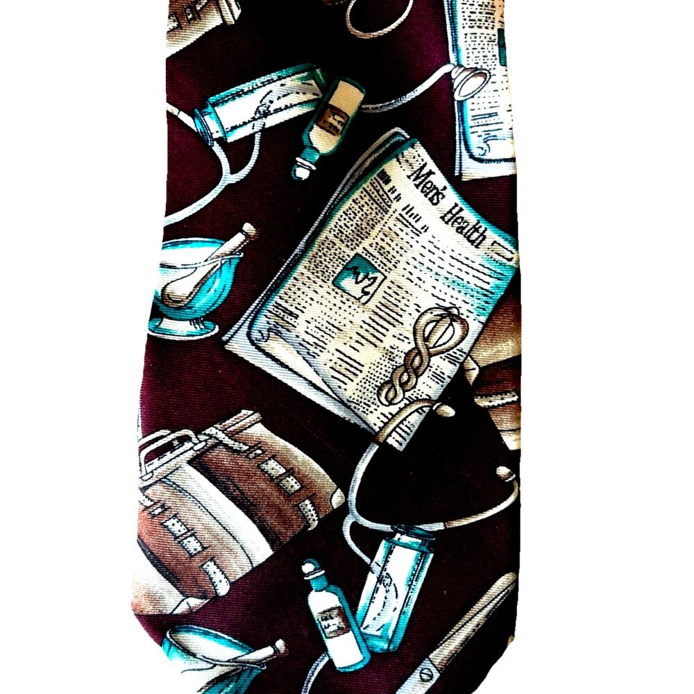 Mens Health Doctors Housecalls Medical Necktie Keith Daniel’s New York Italy VTG